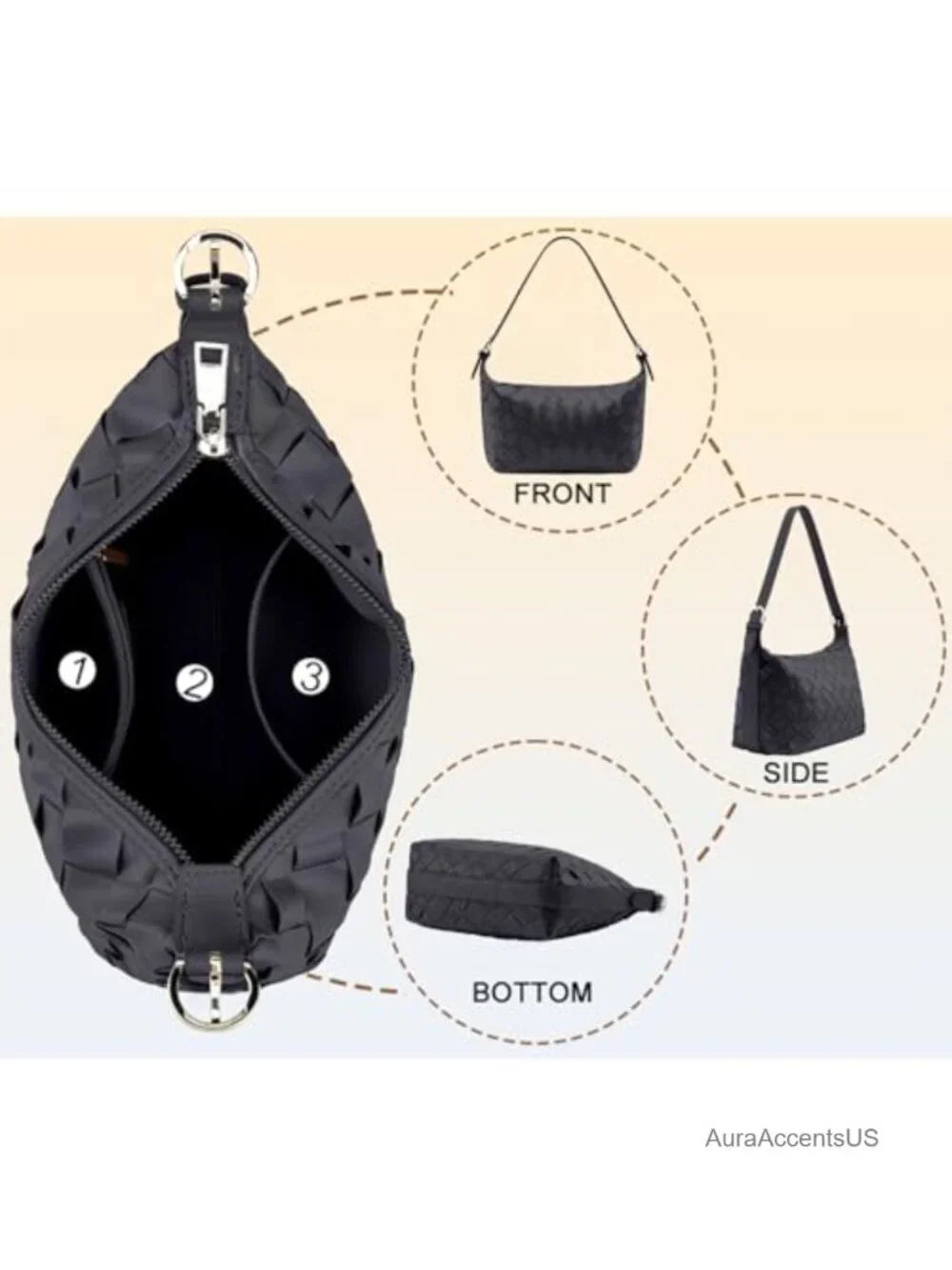 Woven Faux Leather Hobo Shoulder Bag with Adjustable Crossbody Strap
